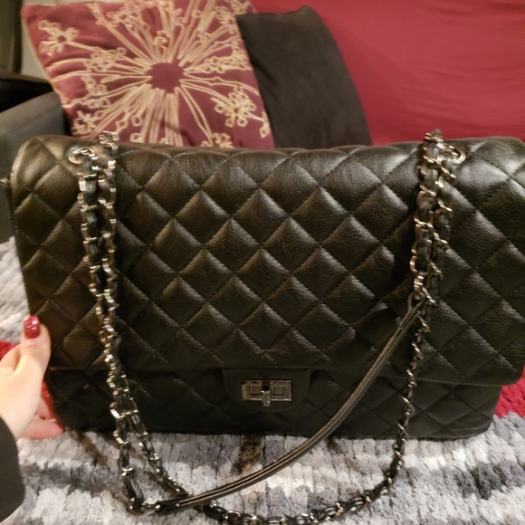 Bags Xl Quilted Flap Bag In Black Poshmark